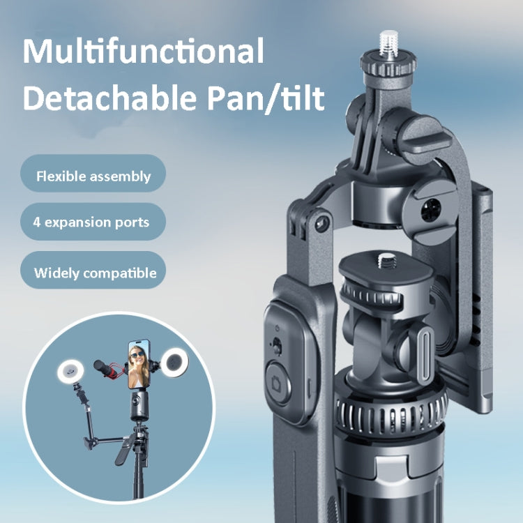 2m Metal Tripod Selfie Stick With 4 Expansion Interfaces for Phone Camera(Black)