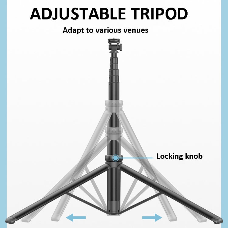 2m Metal Tripod Selfie Stick With 4 Expansion Interfaces for Phone Camera(Black)