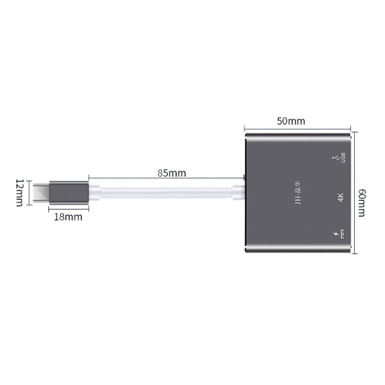 JINGHUA Z321 Multifunctional HUB Docking Station Converter, Interface: Type-C To HDMI+PD+USB
