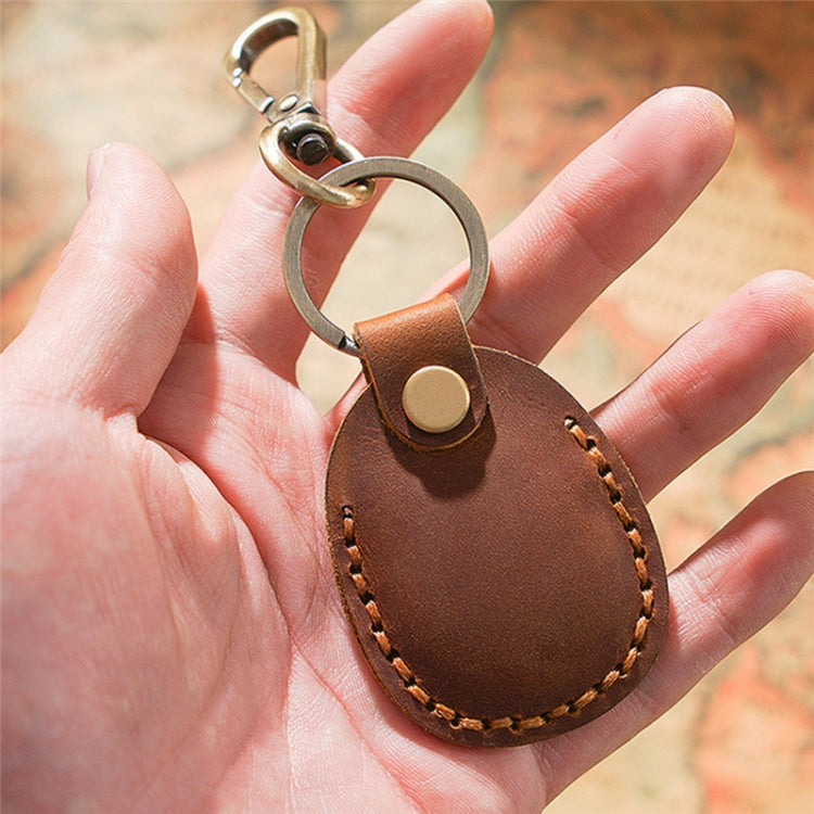 For AirTag Locator Leather Case Access Card with Keychain(Black)