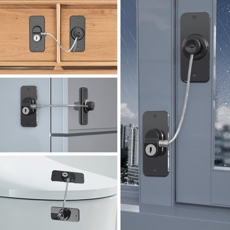 Multifunctional Children Window Safety Lock With Key Refrigerator Cabinet Lock Dual Purpose Limator(White)