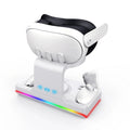 For Meta Quest 3 Headset Charging Base with Dazzle Lights VR Grip Charging Stand, White, Black