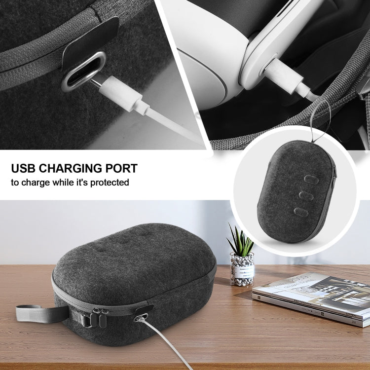 JYS-MQ018 For Apple Vision Pro / Meta Quest 3 VR Glasses Storage Bag Anti-fall and Anti-scrape Portable Bag(Grey)