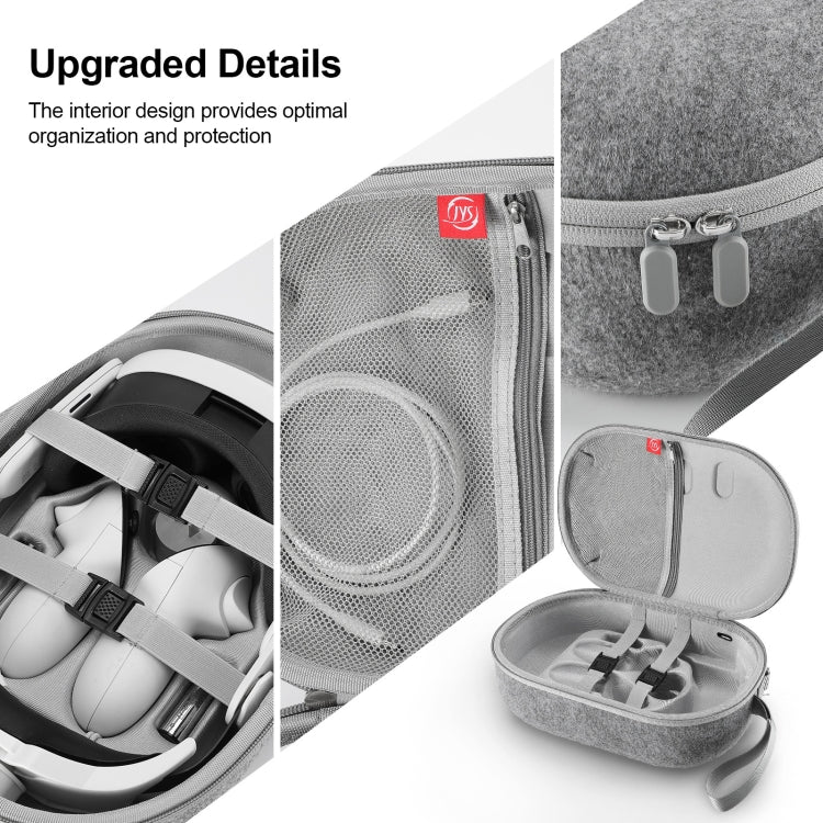 JYS-MQ018 For Apple Vision Pro / Meta Quest 3 VR Glasses Storage Bag Anti-fall and Anti-scrape Portable Bag(Grey)
