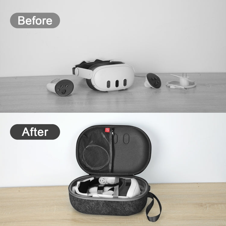 JYS-MQ018 For Apple Vision Pro / Meta Quest 3 VR Glasses Storage Bag Anti-fall and Anti-scrape Portable Bag(Grey)