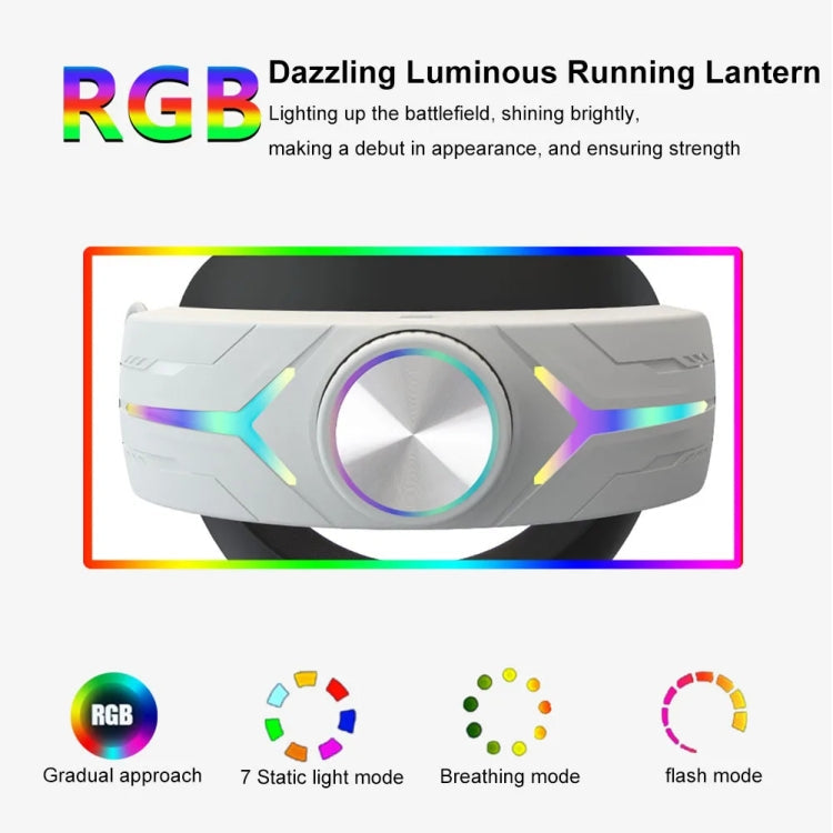 For Meta Quest 3 USB Rechargeable RGB Lighting Effect Adjustable Foldable Headset(White)