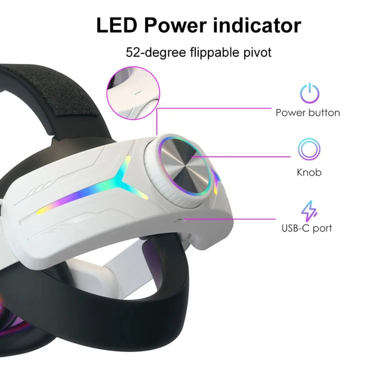 For Meta Quest 3 USB Rechargeable RGB Lighting Effect Adjustable Foldable Headset(White)