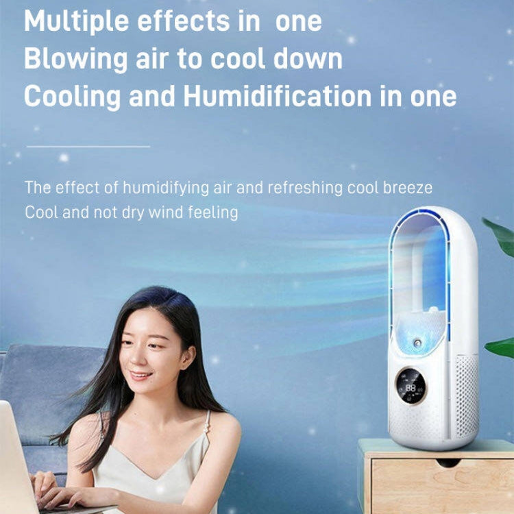 Desk Bladeless Humidification Electric Fan Six Gear Adjustable with LED Light Timing Function(White)