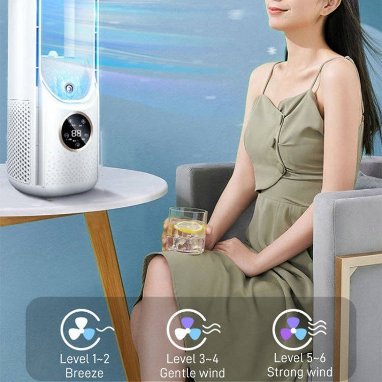 Desk Bladeless Humidification Electric Fan Six Gear Adjustable with LED Light Timing Function(White)