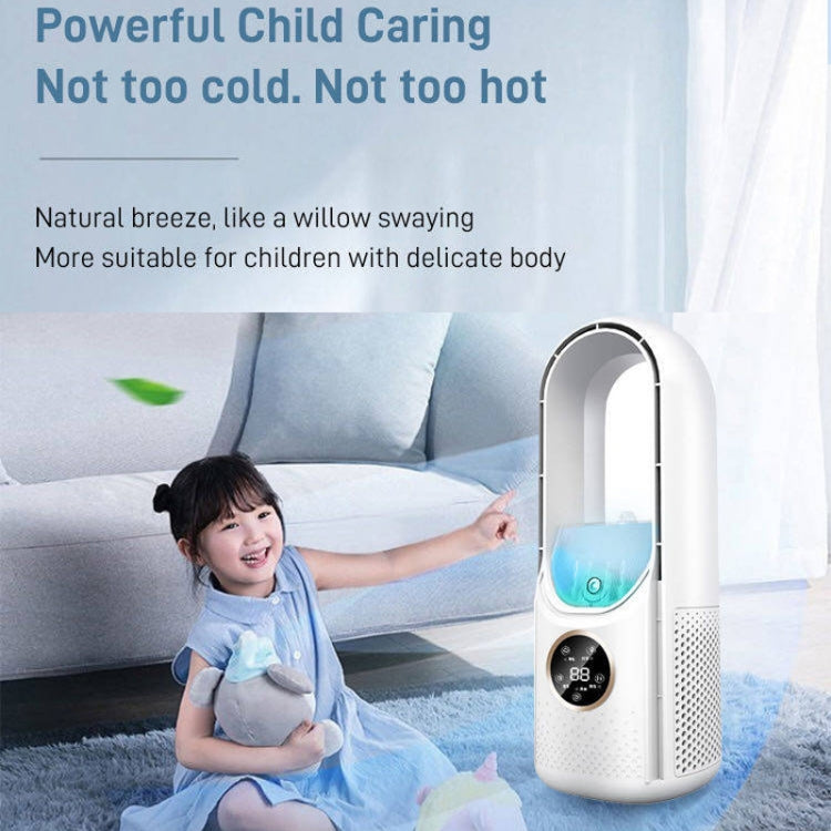 Desk Bladeless Humidification Electric Fan Six Gear Adjustable with LED Light Timing Function(White)