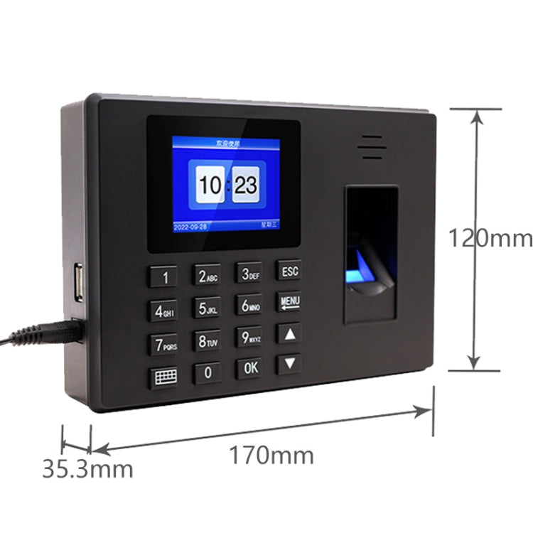 Fingerprint Recognition Voice Broadcast Smart Report Generation Attendance Machine, Model: Black UK Plug