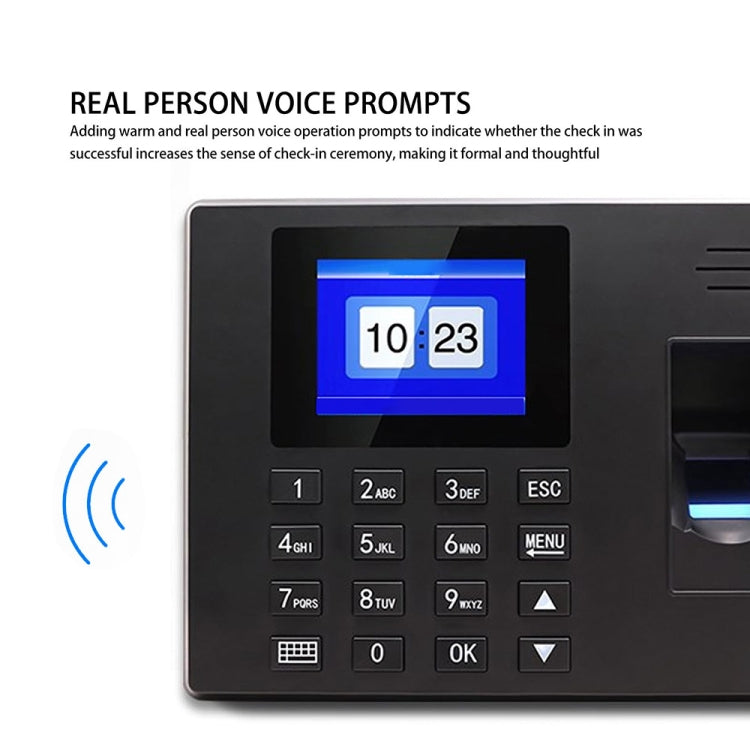 Fingerprint Recognition Voice Broadcast Smart Report Generation Attendance Machine, Model: Black UK Plug