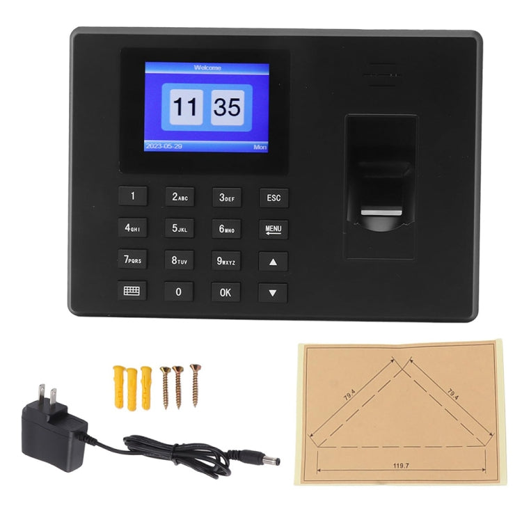 Fingerprint Recognition Voice Broadcast Smart Report Generation Attendance Machine, Model: Black UK Plug