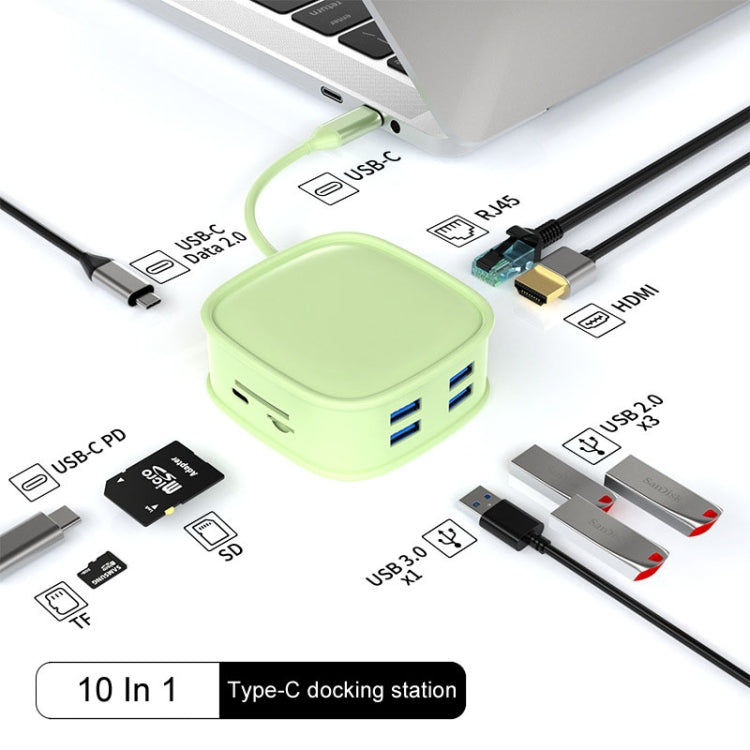 BS10H 10 In 1 Type-C Docking Station Multifunction USB Hub 100Gb Ethernet Port(Blue)