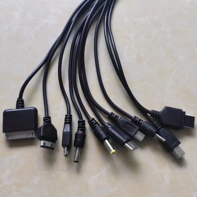 10 In 1 Multifunction USB Charging Cable For IPhone / PSP / Camera / Nokia / HTC / LG / Samsung(Black)
