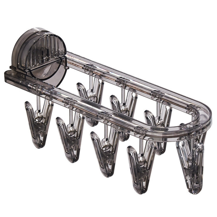 Suction Cup Clothes Rack Multi Clips Wall Mounted Indoor Outdoor Balcony Multifunctional Folding Clothes Hanger(Grey)