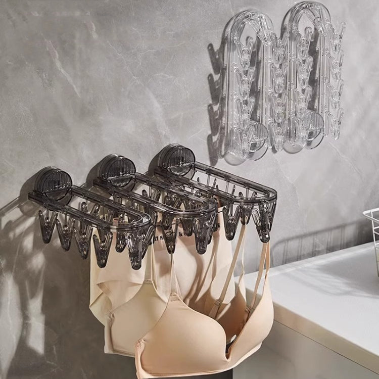Suction Cup Clothes Rack Multi Clips Wall Mounted Indoor Outdoor Balcony Multifunctional Folding Clothes Hanger(Grey)