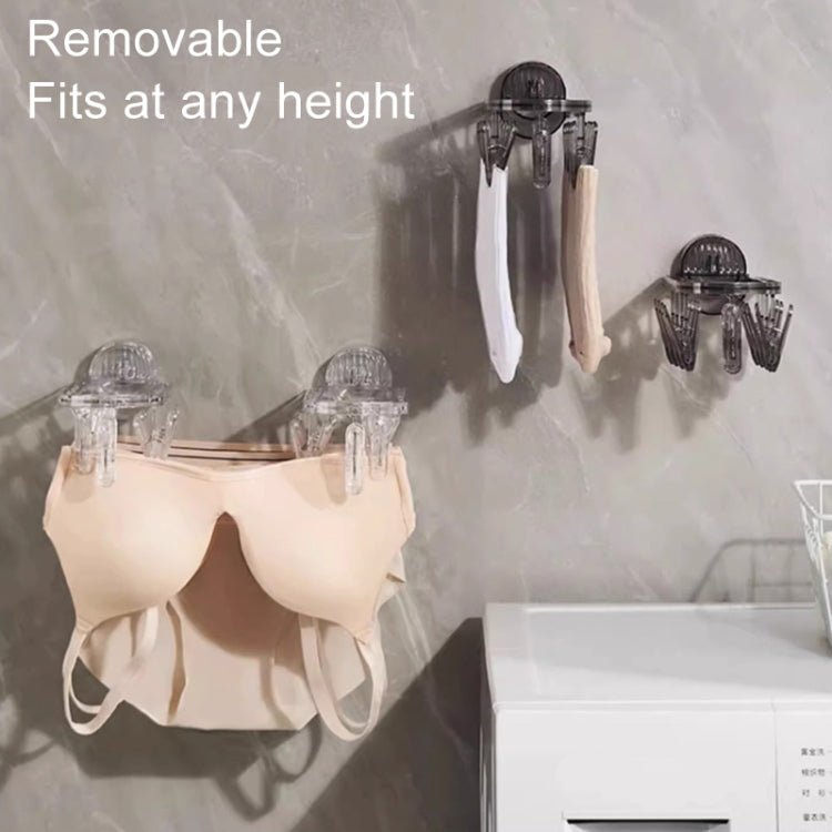 Suction Cup Clothes Rack Multi Clips Wall Mounted Indoor Outdoor Balcony Multifunctional Folding Clothes Hanger(Grey)