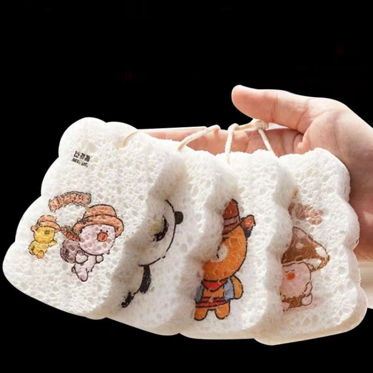 5pcs /Pack Cartoon Wood Pulp Sponge Wipe Kitchen Dishes Pots Dinnerware Scrubber(Random Style)