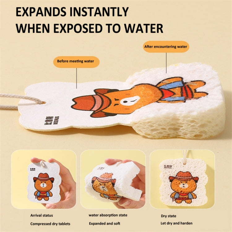 5pcs /Pack Cartoon Wood Pulp Sponge Wipe Kitchen Dishes Pots Dinnerware Scrubber(Random Style)
