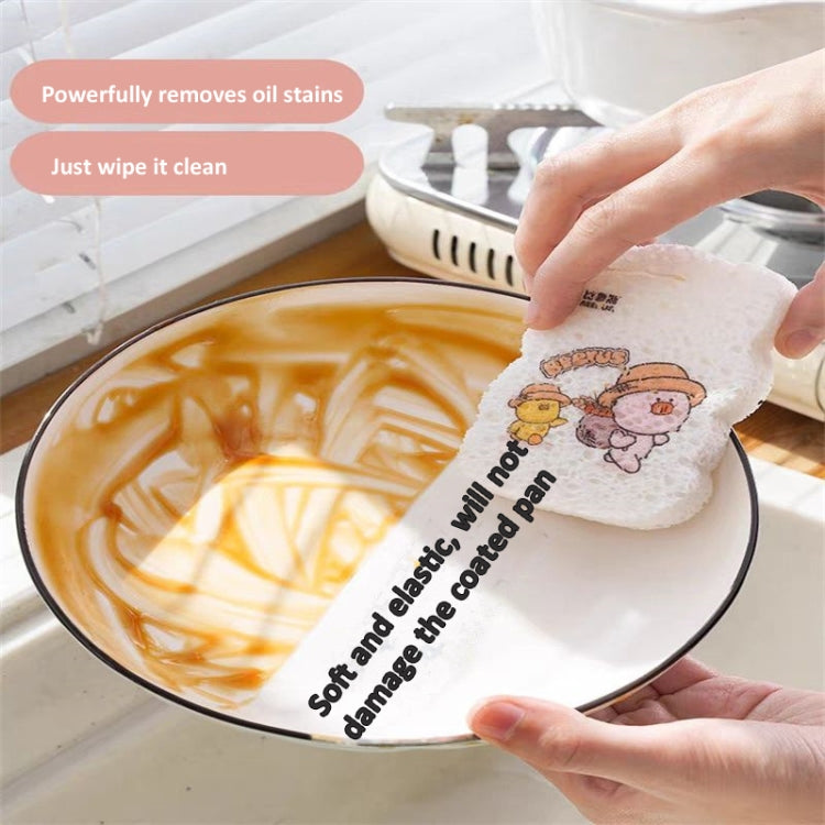5pcs /Pack Cartoon Wood Pulp Sponge Wipe Kitchen Dishes Pots Dinnerware Scrubber(Random Style)