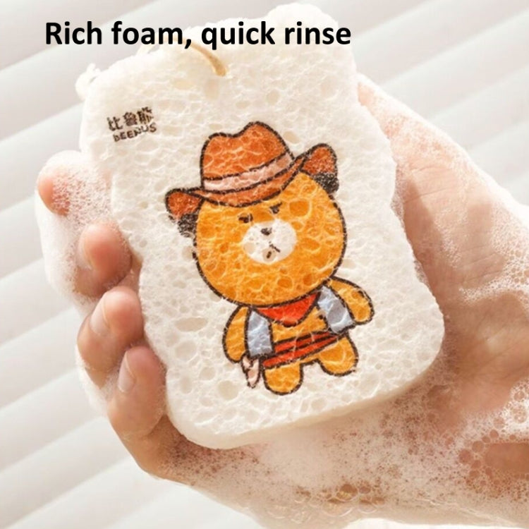 5pcs /Pack Cartoon Wood Pulp Sponge Wipe Kitchen Dishes Pots Dinnerware Scrubber(Random Style)