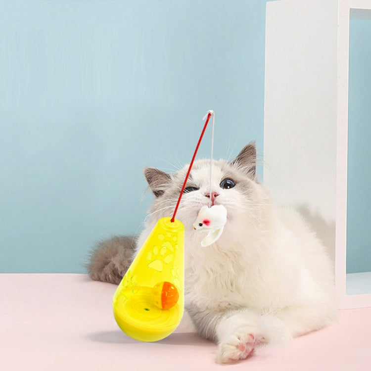 Cat Toy Ball Cat Stick Self-stimulation Boredom Relief Food Leakage Tumbler(Water Drop Yellow)
