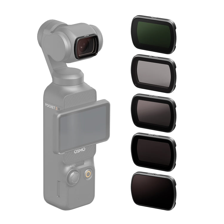 For DJI Osmo Pocket 3 aMagisn HD Double Sided Coated Filters Sports Camera Protective Goggles, CPL, ND16+ND64+ND256 + CPL, ND16+ND64+ND256+ND1000