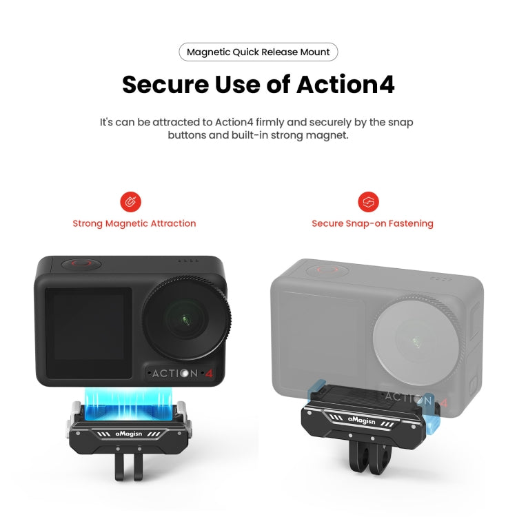 For DJI Osmo 360 / Action 5 Pro / Action 4 / Action 3 aMagisn Magnetic Fast Disassembly Motion Camera Accessories, AA09