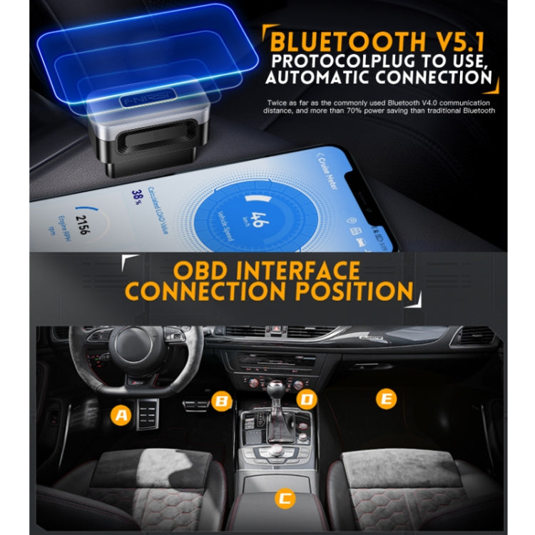 FNIRSI Bluetooth 5.1 Car Engine OBD2 Fault Code Diagnostic Instrument, 32