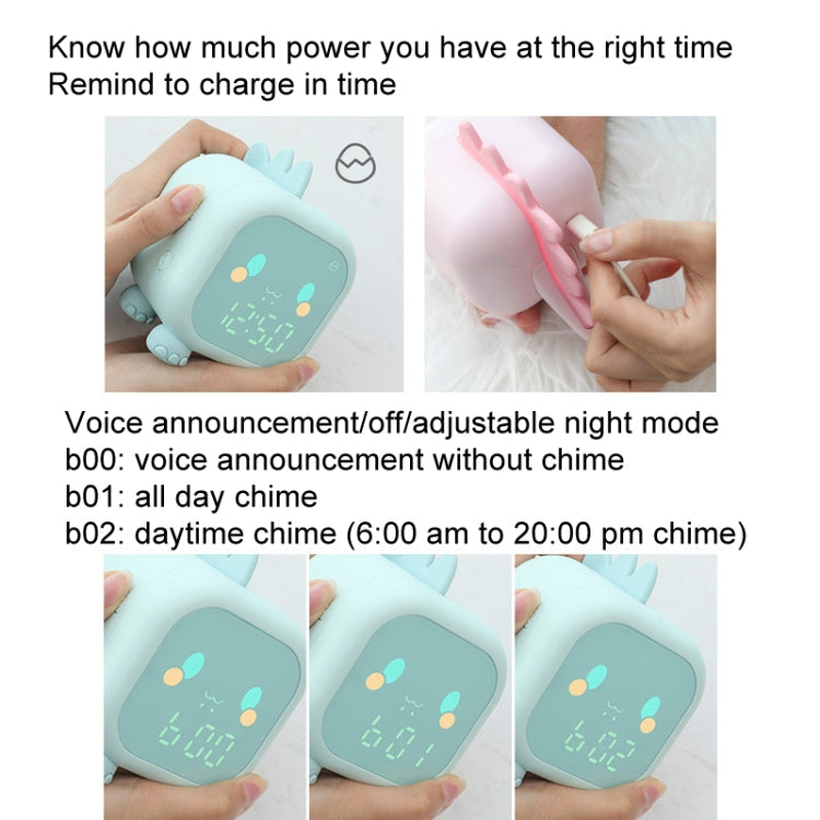 Dinosaur Kids Alarm Clock Electronic Clock Multifunctional Chime Small Alarm Clock(Pink)