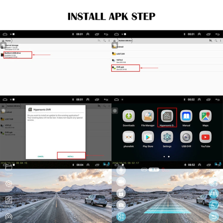 720P High Definition Android Navigation Car Recorder USB Connection ADAS Driving Alert System Logger, Version: Official Standard