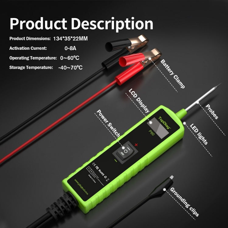 JDiag 6-30V Voltage Detector Automotive Power Circuit Diagnostic Diode, P60