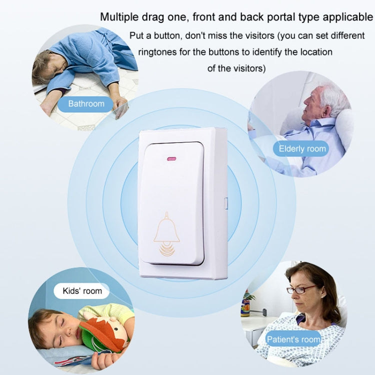 Flash Wireless Home Doorbell Self-Generated Smart Remote Control Doorbell Without Batteries, 2 For 1 Blue
