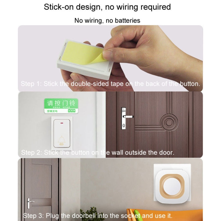 Flash Wireless Home Doorbell Self-Generated Smart Remote Control Doorbell Without Batteries, 2 For 1 Blue