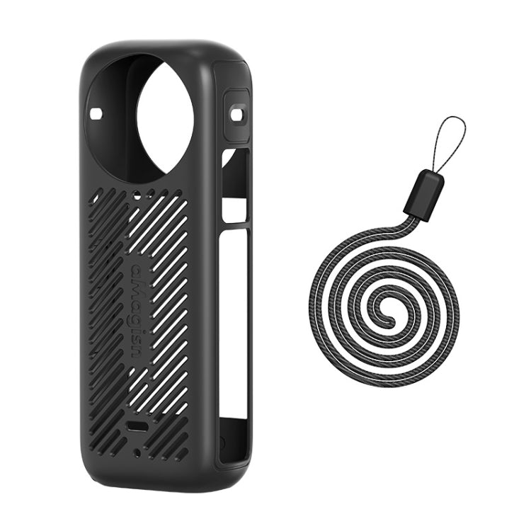 For Insta360 X4 AMagisn Silicone Protective Cover, Body Case + Lens Cover Black, Body Case + Lens Cover Gray, Body Case Black, Body Case Gray, Lens Cover Black, Lens Cover Gray