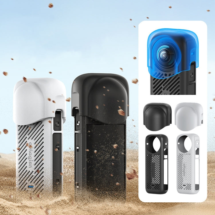 For Insta360 X4 AMagisn Silicone Protective Cover, Body Case + Lens Cover Black, Body Case + Lens Cover Gray, Body Case Black, Body Case Gray, Lens Cover Black, Lens Cover Gray