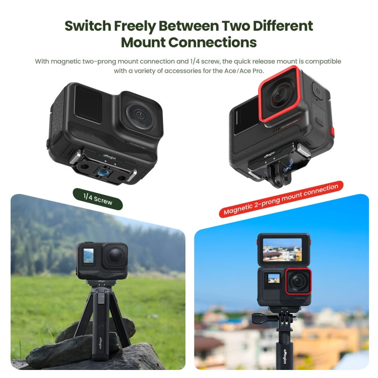 AMagisn Metal Magnetic Quick Release + Top Cover, For Insta360 Ace / Ace Pro / X5 / X3 / X2 / GoPro HERO12 Black, Metal+Top Cover