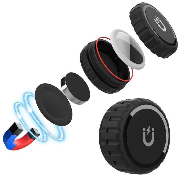 For Airtag PC High-Strength Magnetic Suction Waterproof Protective Cover(Black)