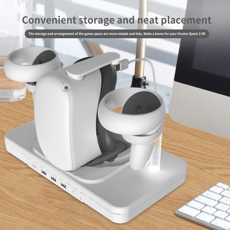 For Meta Quest 2 Desktop Bracket VR Glasses Wireless Charger Colorful Light Emitting Base(White)