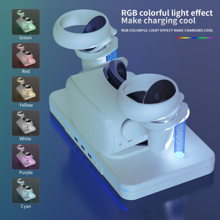 For Meta Quest 2 Desktop Bracket VR Glasses Wireless Charger Colorful Light Emitting Base(White)