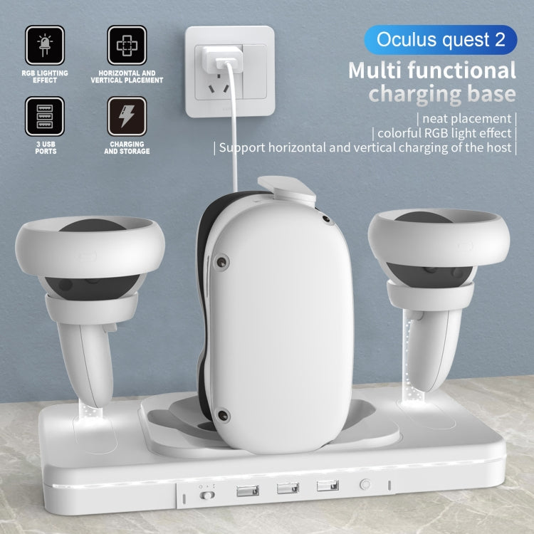 For Meta Quest 2 Desktop Bracket VR Glasses Wireless Charger Colorful Light Emitting Base(White)