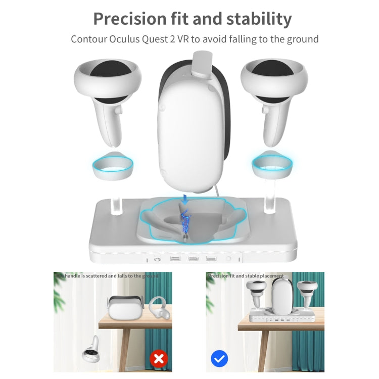 For Meta Quest 2 Desktop Bracket VR Glasses Wireless Charger Colorful Light Emitting Base(White)