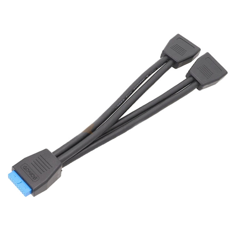 Computer Motherboard 19 Pin USB3.0 One To Two Extension Cable, 21cm 19Pin