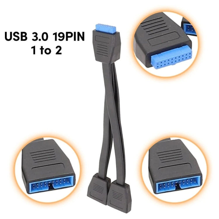 Computer Motherboard 19 Pin USB3.0 One To Two Extension Cable, 21cm 19Pin