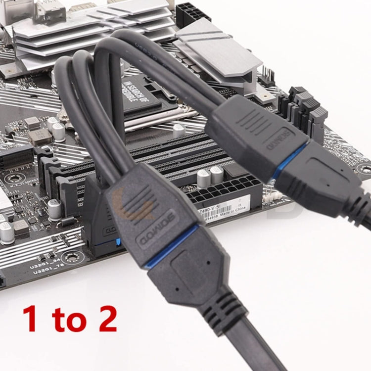 Computer Motherboard 19 Pin USB3.0 One To Two Extension Cable, 21cm 19Pin