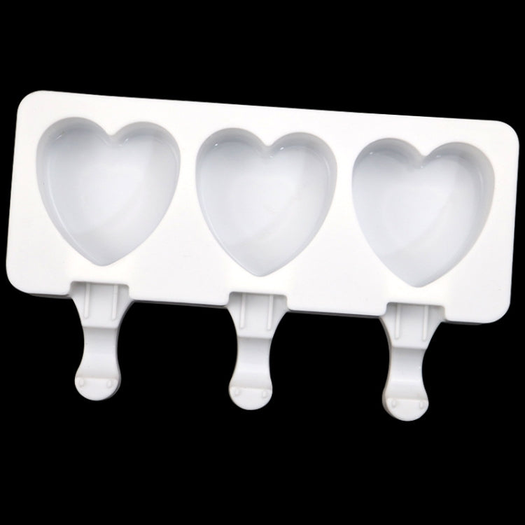 3 Grids Heart Shape Ice Cream Model DIY Pudding Mold Without Stick(White)