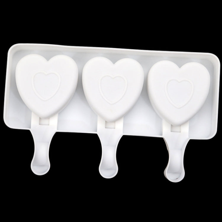3 Grids Heart Shape Ice Cream Model DIY Pudding Mold Without Stick(White)