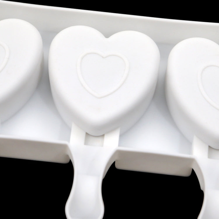3 Grids Heart Shape Ice Cream Model DIY Pudding Mold Without Stick(White)