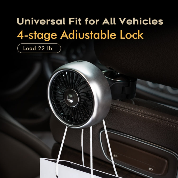 FE052 RGB Color Light USB Plug-in Clip-on Car Rear Seat Headrest Fan(Black Silver)